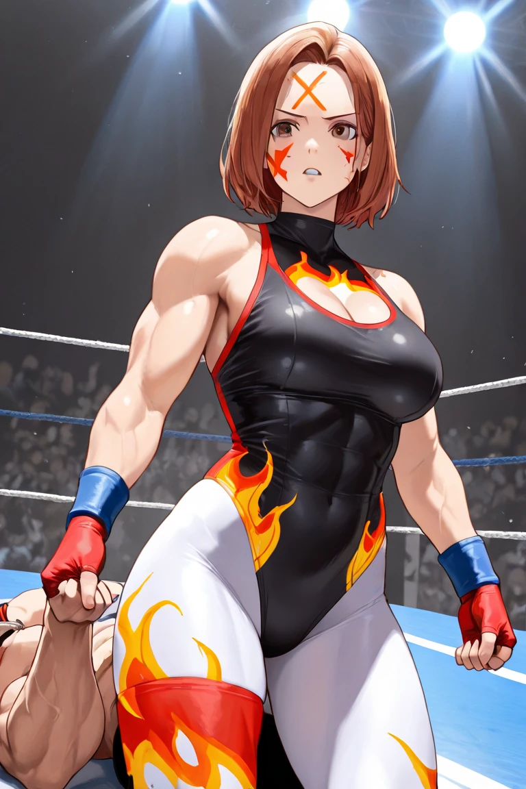 pokemonmay, blue eyes, brown hair, bandana, long hair, red bandana, twintails, hair between eyes, bike shorts, collared shirt, gloves, microskirt, multicolored shirt, pencil skirt, red shirt, shirt, short sleeves, skirt, white skirt,muscular,female,bodybuilder,strong,toned physique,ripped muscles,lean body,fitness enthusiast,empowered,confident,posing on the stage,determined expression,fierce competition,bulging biceps,sweat dripping,veins popping,athletic physique,intense workout sessions,defined abs,strong legs,bulky shoulders,disciplined lifestyle,dedicated training regimen,fitness inspiration,endurance,unstoppable force,barbell,weights,exercise equipment,stamina,perseverance,sculpted arms,powerful presence,fitness model,athleticism,competition preparation,high-intensity training,competition stage,striking physique,mental fortitude,motivation,hard work,persistence,inspiring,admired by others