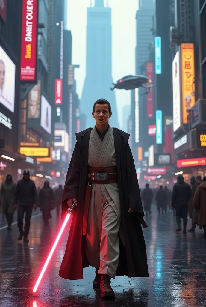 Pablo Marçal as a Jedi Knight. Fighting many enemies in suits and ties

