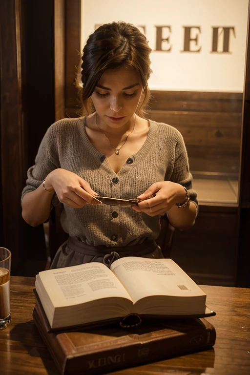  women in 50s, reading book, kitchen table