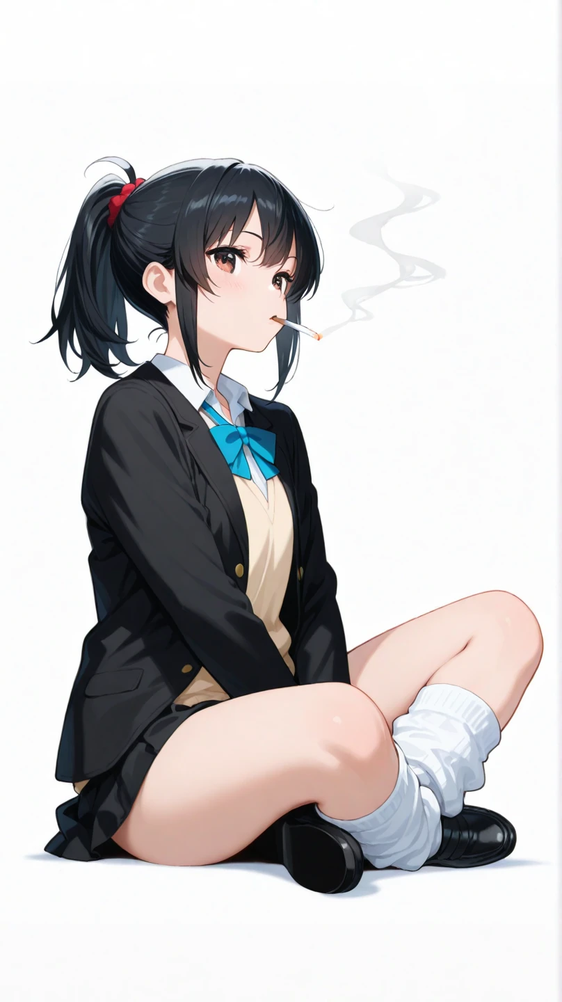 (child)，（​masterpiece，Highest Quality），（white denim zip up dress:1.4），pencil skirts，shortsleeves，A dark-haired