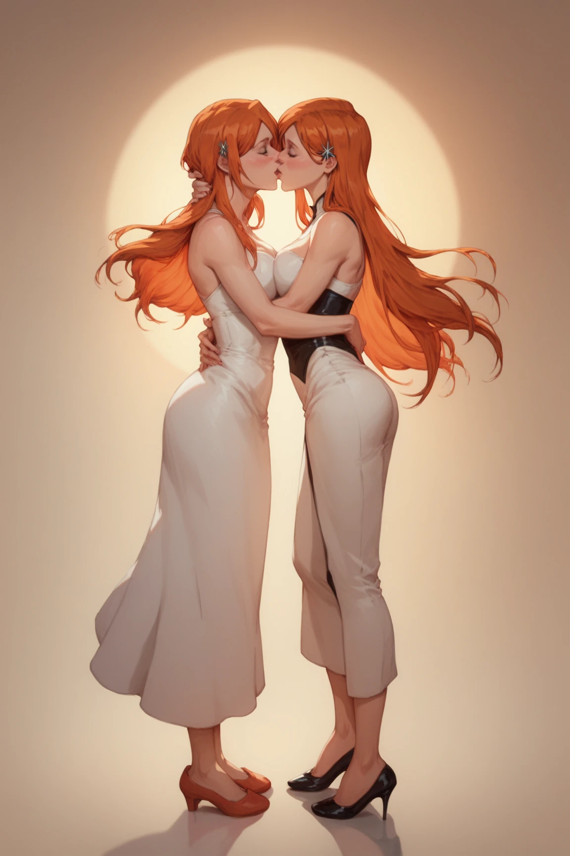 beautiful faced, yuri, passionate kiss