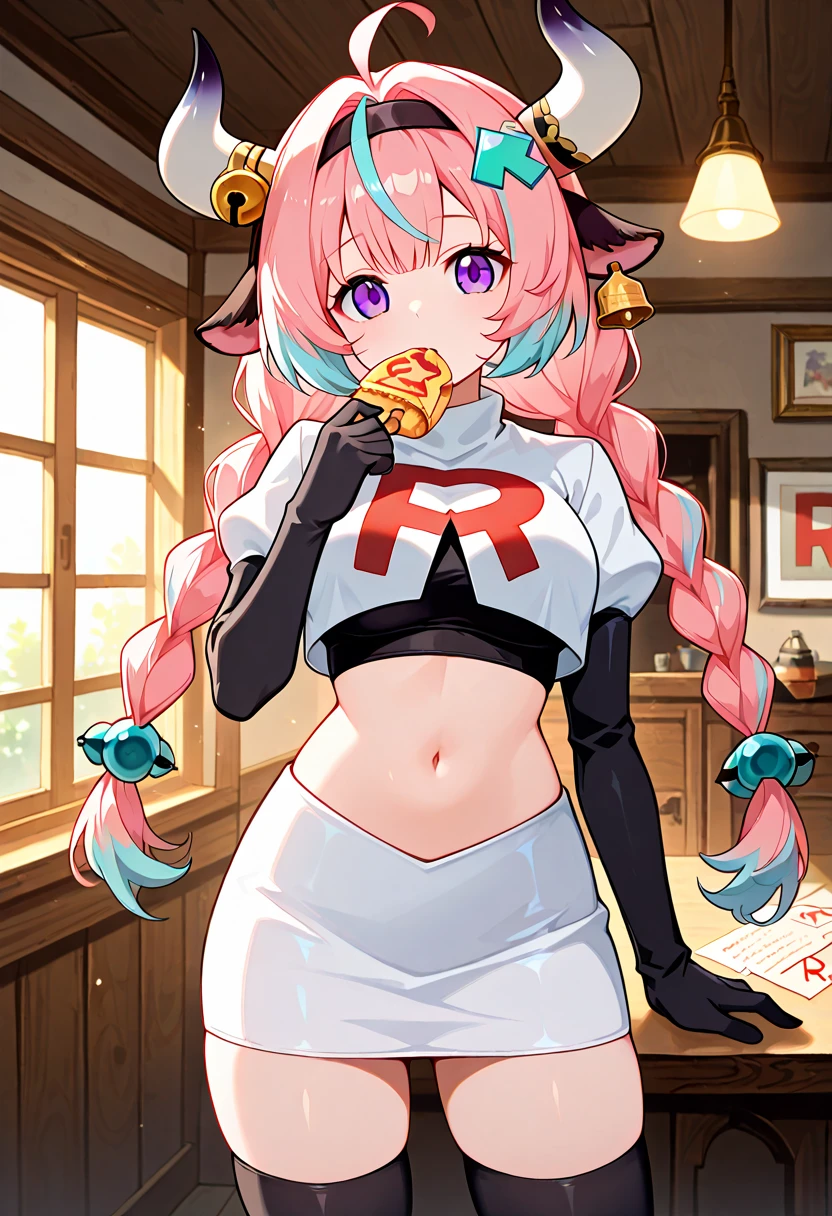 calidad superior, Obra maestra, Ultra high resolution,Anime illustration of a sexy pizza delivery girl with huge tits 