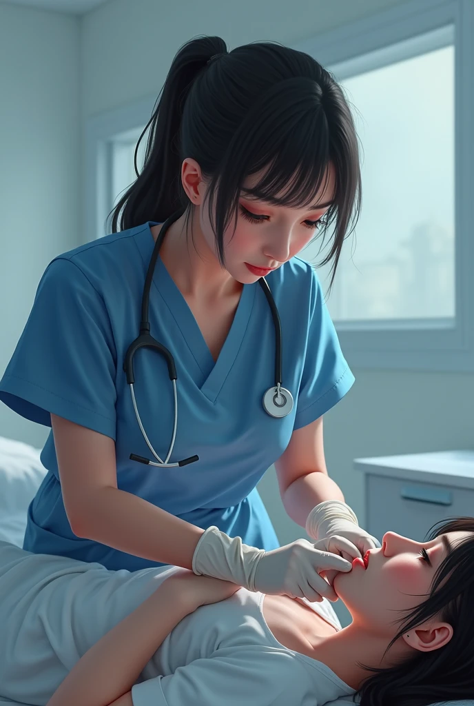 One Women doctor crying sad injury