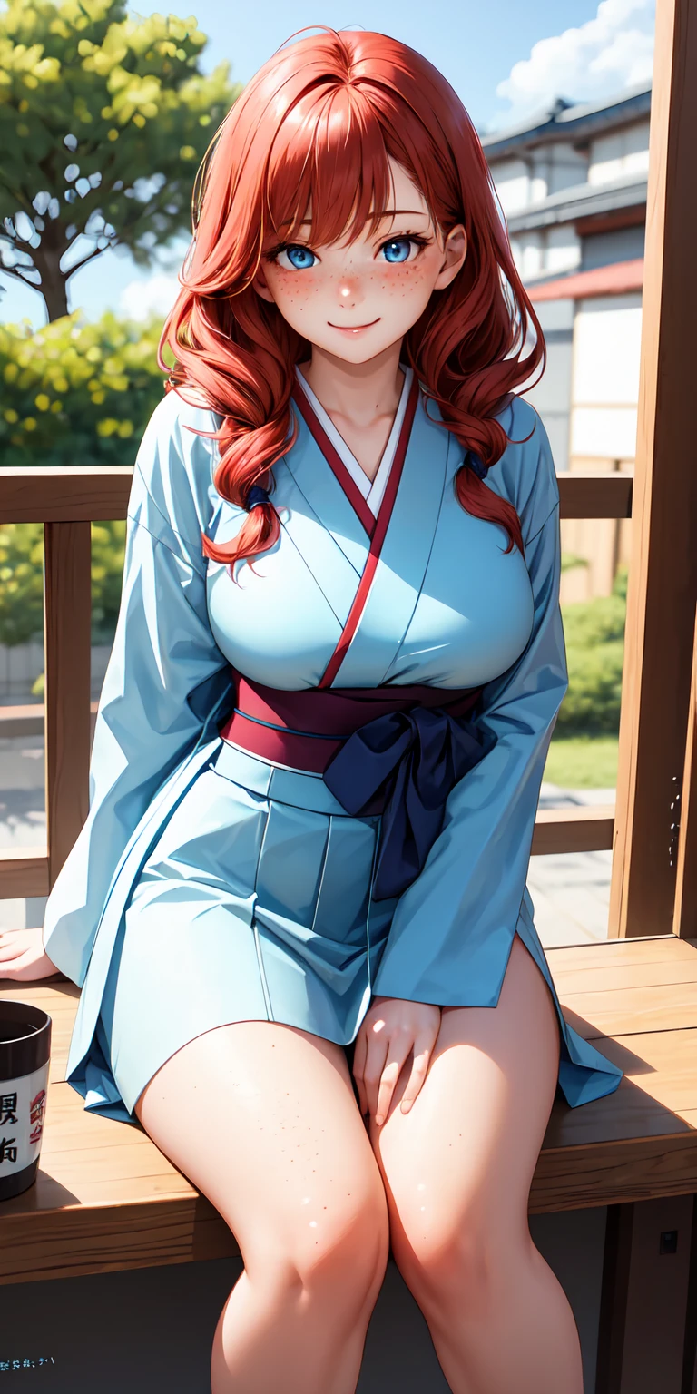 The most beautiful red haired girl big breasts perfect body in extraordinary never-seen perfect magical kimono