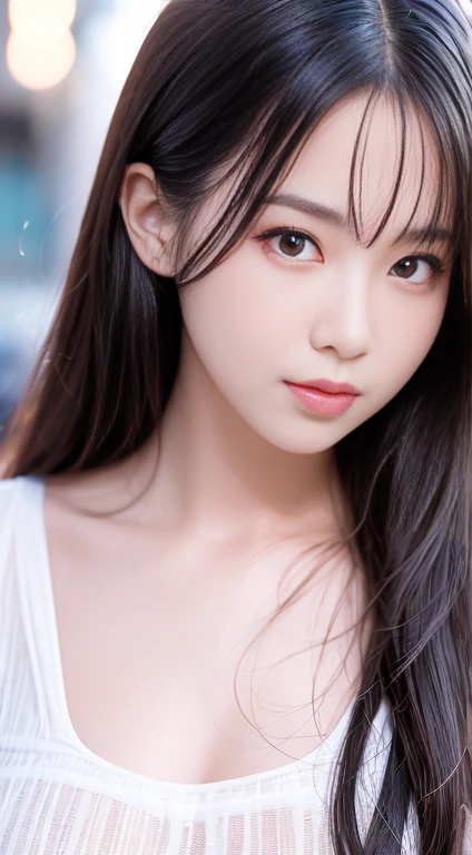 (1 woman:1.99)、(Wide forehead、Very short hair、Very small amount of hair、Forehead、Fuji frame:1.1)、Very sunburned、gal、17 years old、Naughty、Happy expression、A big smile、Weakness、I feel very comfortable alone、(Japanese high school girls uniform、red bow tie),((Very sleepy、Improves skin texture,smile、Narrow eyes、Very weak eyesight、Very weak eyeliner、Half-closed eyes、I know the shape of your head、Oval Face))、(slicked back hair:1.25)、Photographic, Raw photo, Mastepiece, Highly detailed photos, Digital SLR, Photo-realistic 1.4, Super hello nothing, Best Quality,(standing、tilting your head、whole body:1.7)，Huge breasts，Cleavage