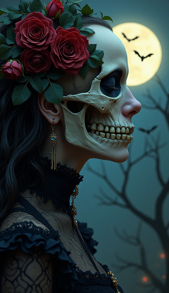 award-winning photo from the waist up, an extremely disturbing horror photograph of an undead zombie made of nature and decaying flowers and fungi, hyperrealism, strong impressionist painting style, 1,618, elegant, ethereal, intricate, elaborate, hyper-realism, hyper-detailed, strong expressiveness and emotionality, cinematic lighting, visual clarity
