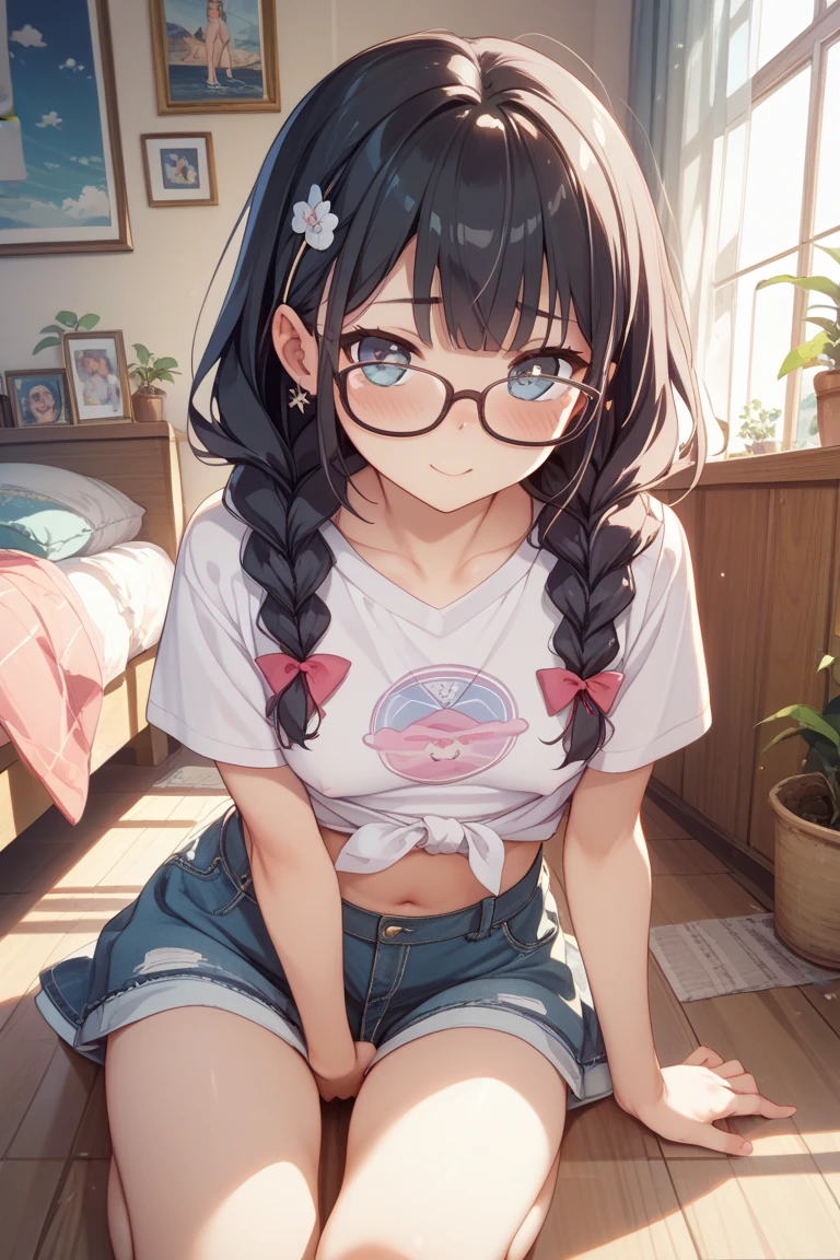 1 girl, {{{{{16k,Ultra High-resolution realistic photograph of neat virgin elementary school girl's in loungewear as pretty as a actress in the sex lounge, Girl sold to lose her virginity. elementary school girl's erotic expression at the moment she loses her virginity, so she had a look of love for me, and she rubbed her waist, and all the fat from her waist moved her , so I took her virginity on her last day in elementary school lets her mind go just for today and releases her body that she doesn't show to anyone}}}}},{{Extremely detailed}},{{{{{dye her cheeks flush and integrated her head pure small, thick lips, Enchanting thick gross idol's Lips}}}}},{{{{{the best glossy bang neat straight virgin hair}}}}},{{{{{She get more attractive and smoother her body, her expression and appearance are transformed into that of a pure, Her shame when her loungewear is rolled up exposing her body, Her white are so fluffy, and are depicted in great detail}}}}, showing breasts , exposing breasts, beautiful nipple, erotic, horny, twintail, cheeky smile, {{{Short Height}}}, {{}}, {{little young girl}} exposing vagina, lewd, sexy, small breast, flat chest, wearing glasses, black hair, cute, innocent look, baby face