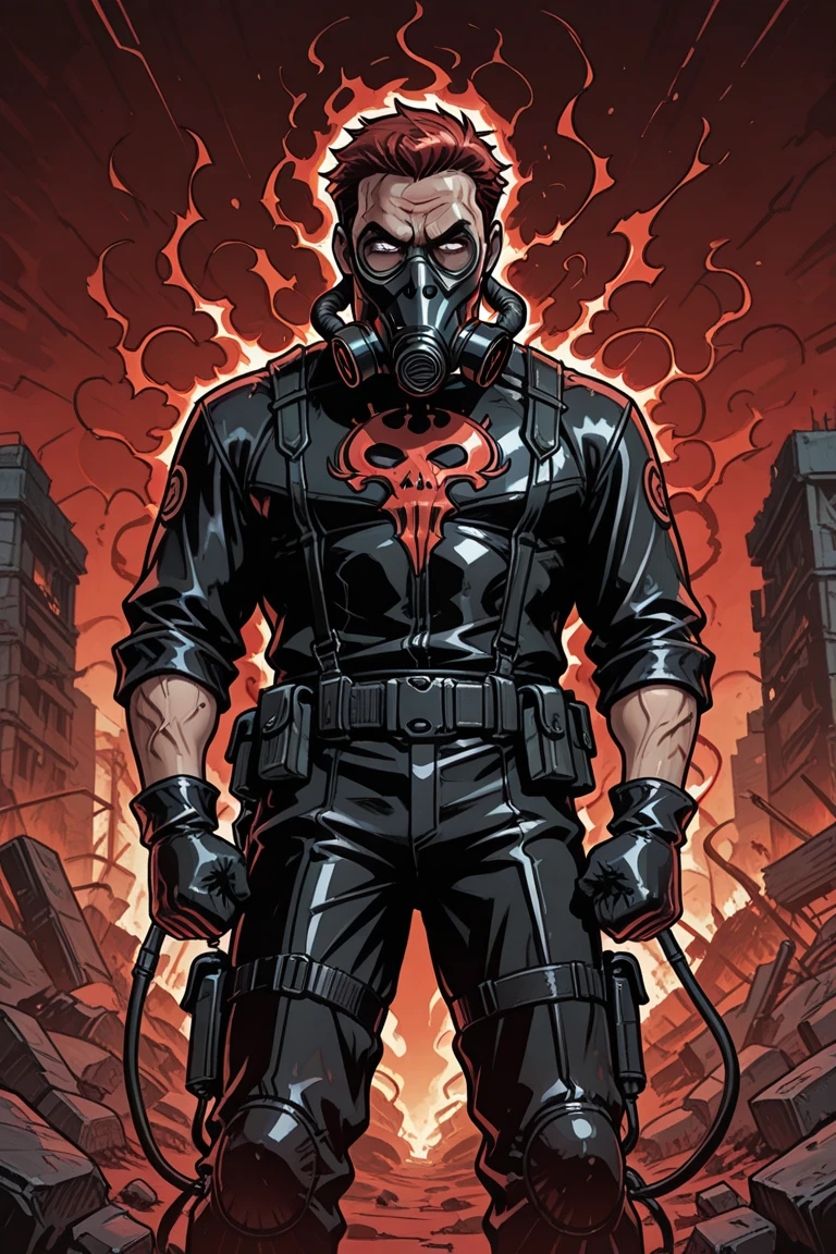 dead pool、Marvel Comics、American comic book style、Overall red atmosphere