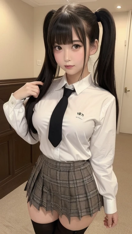 masterpiece, best quality, (8k, RAW photo:1.2), best quality, 1girl, delicate face, white skin,(long hair), (headgear) ,focus,school uniform