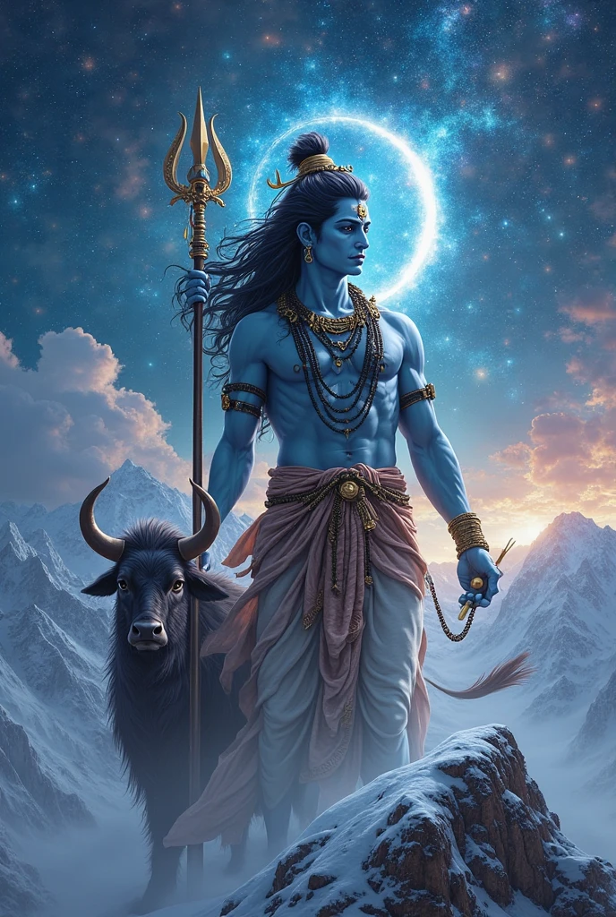 Shiv shankar name'lord danger photo,planet,near stand trident,walk,air stand ,with nandi walk