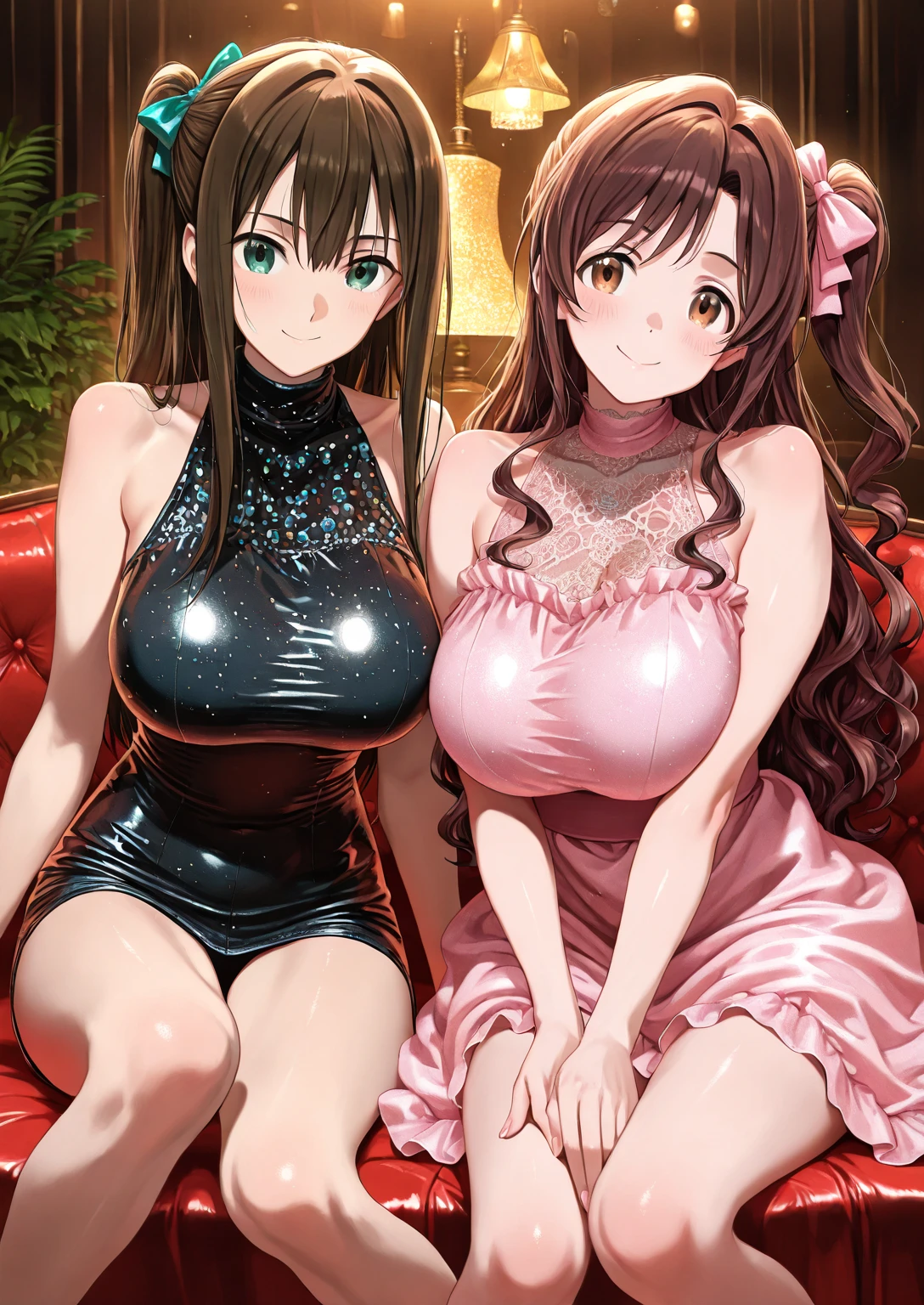 anime big breast，Extra-large big breasts，Perverted woman，bunnygirl，Pornography，Superb beauty，Bare breasts，Sit on a soft bed，Heteropupil，Breasts are larger than the torso，high qulity，8K high-definition，Hands on chest