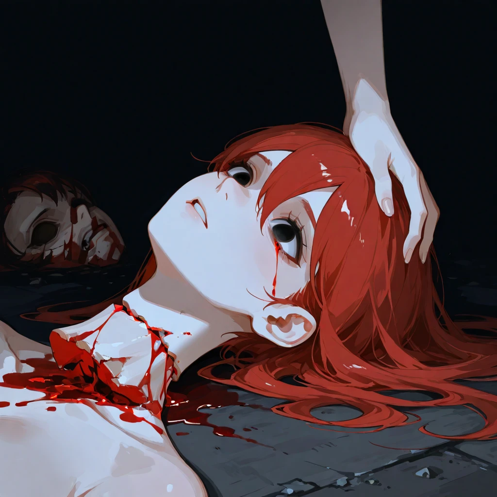 Poor milk,bare-legged,brunette color hair,blood bleeding from eyes,adolable,Nine years old,One meter four,cute little,grudge,terroral,blood stain,Split the corpse,mutilated,brutality