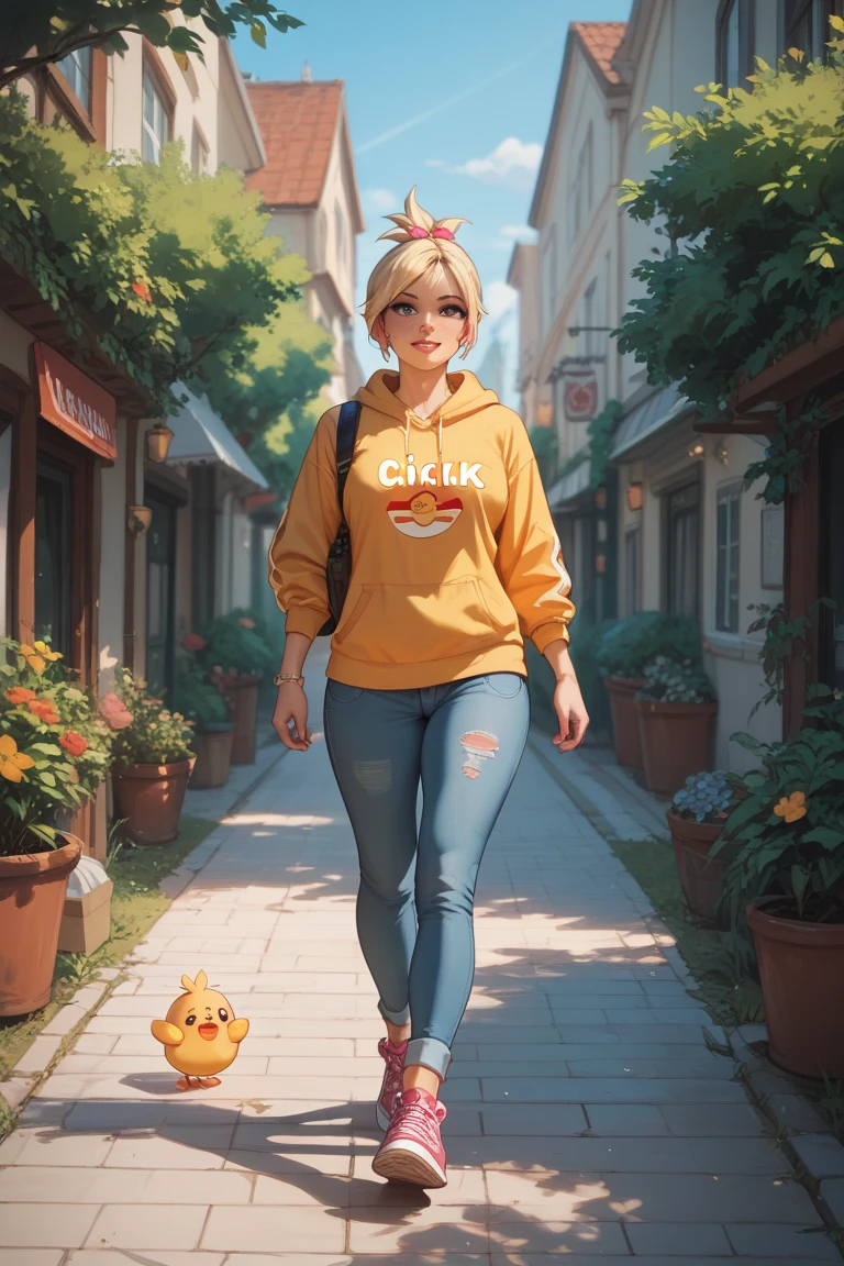 (obra maestra, mejor calidad:1.2), solo, 1 chica, perrin, sonrisa, mirando al espectador, Holding the camera, top corto, pantalones, gargantilla, belt, diafragma,
((pechos gigantes)),
Campo abierto, bosque