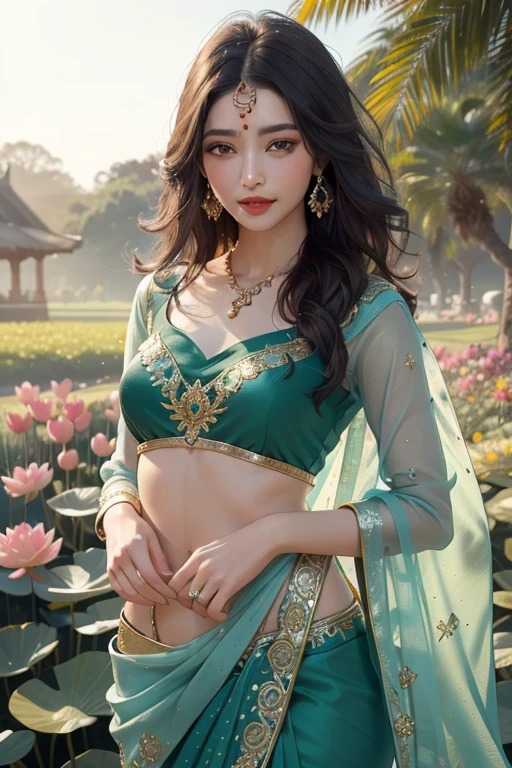 ultra realistic 8k cg, picture-perfect face, flawless, clean, masterpiece, professional artwork, famous artwork, cinematic lighting, cinematic bloom, perfect face, beautiful face, fantasy, dreamlike, unreal, science fiction, lace, lace trim, lace-trimmed legwear, (rich:1.4), prestige, luxury, jewelry, diamond, gold, pearl, gem, sapphire, ruby, emerald, intricate detail, delicate pattern, charming, alluring, seductive, erotic, enchanting, hair ornament, necklace, earrings, bracelet, armlet,halo
((,1girl, pov,))(((1girl, jewelry, solo, bracelet, necklace, standing, see-through, breasts, black_hair, looking_at_viewer, ))) <lora:DA_DunHuang:0.6>