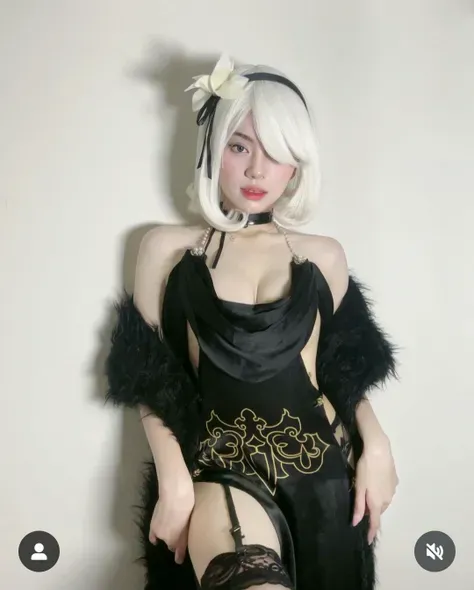 (((1 girl)),ray tracing,(dim lighting),[detailed background (bedroom)),((silver hair)),((silver hair)),(Fluffy silver hair, plump slender girl)) with high ponytail)))) Avoid blonde eyes in the ominous bedroom ((((Girl wears intricately embroidered black high-waisted pants with pantyhose) and white ruffled bow gloves), showing a delicate slim figure and graceful curves, correct limbs, sitting on the bed