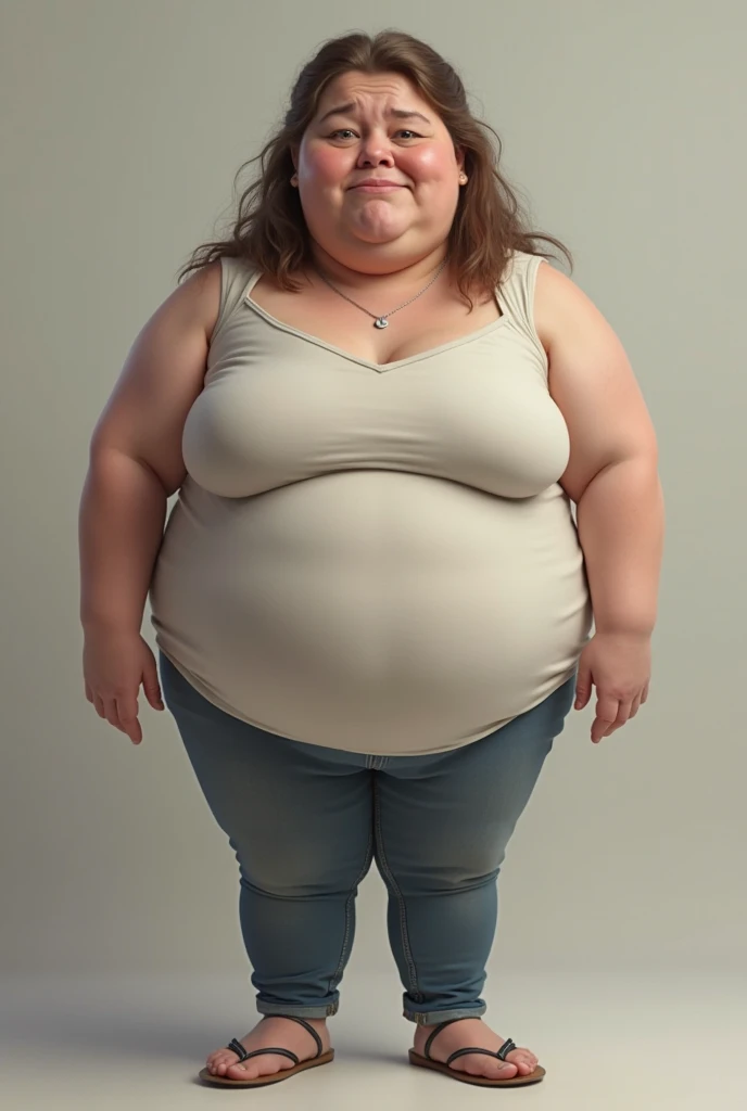 extrem obese teenage girl with wavy long blond hair