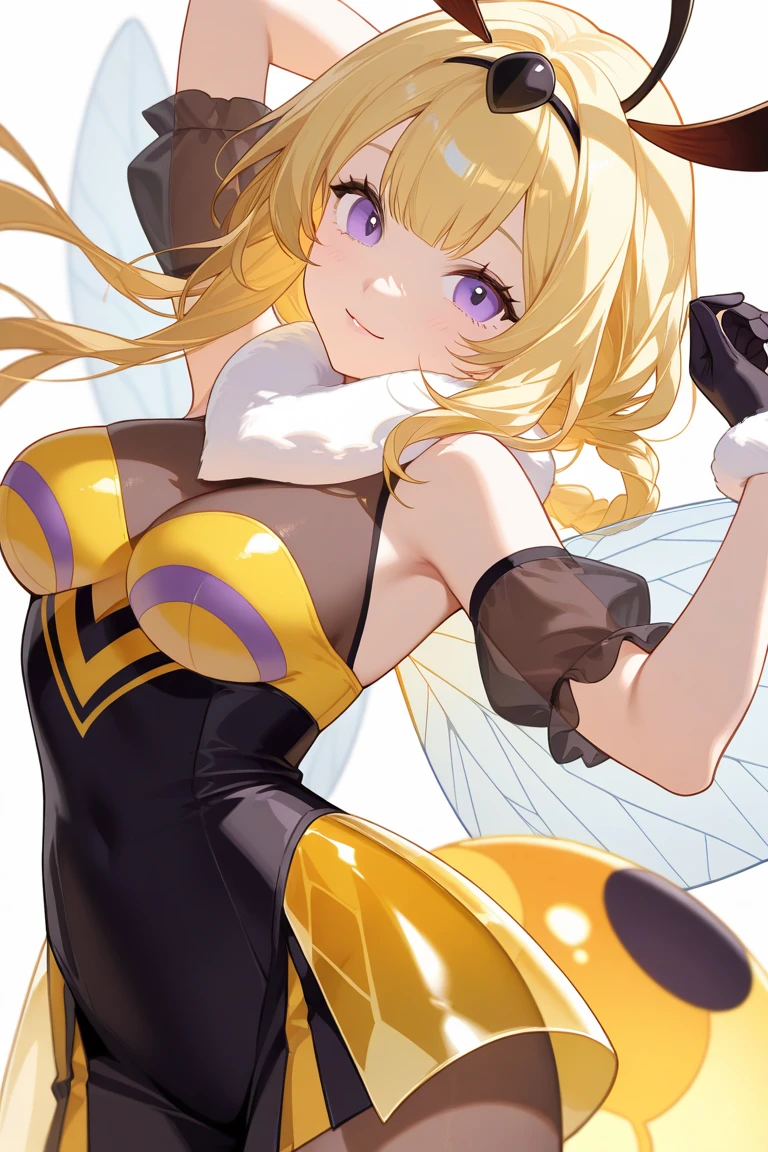 (8k, masterpiece), high resolution, high quality (best quality), Wilma Flintstone, Mothra, with a seductive look and smile, at an anime event, spectacular dynamic lighting, beautiful eyes, delicate face, detailed skin, detailed breasts, vivid colors,