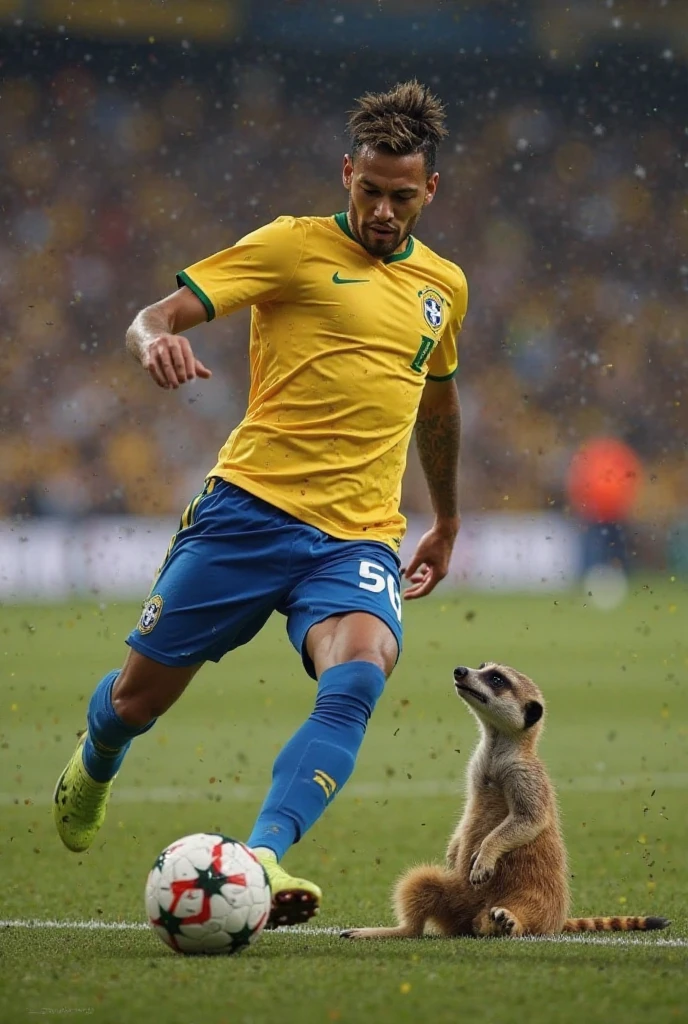 make neymar junior, football player, kicking a dog