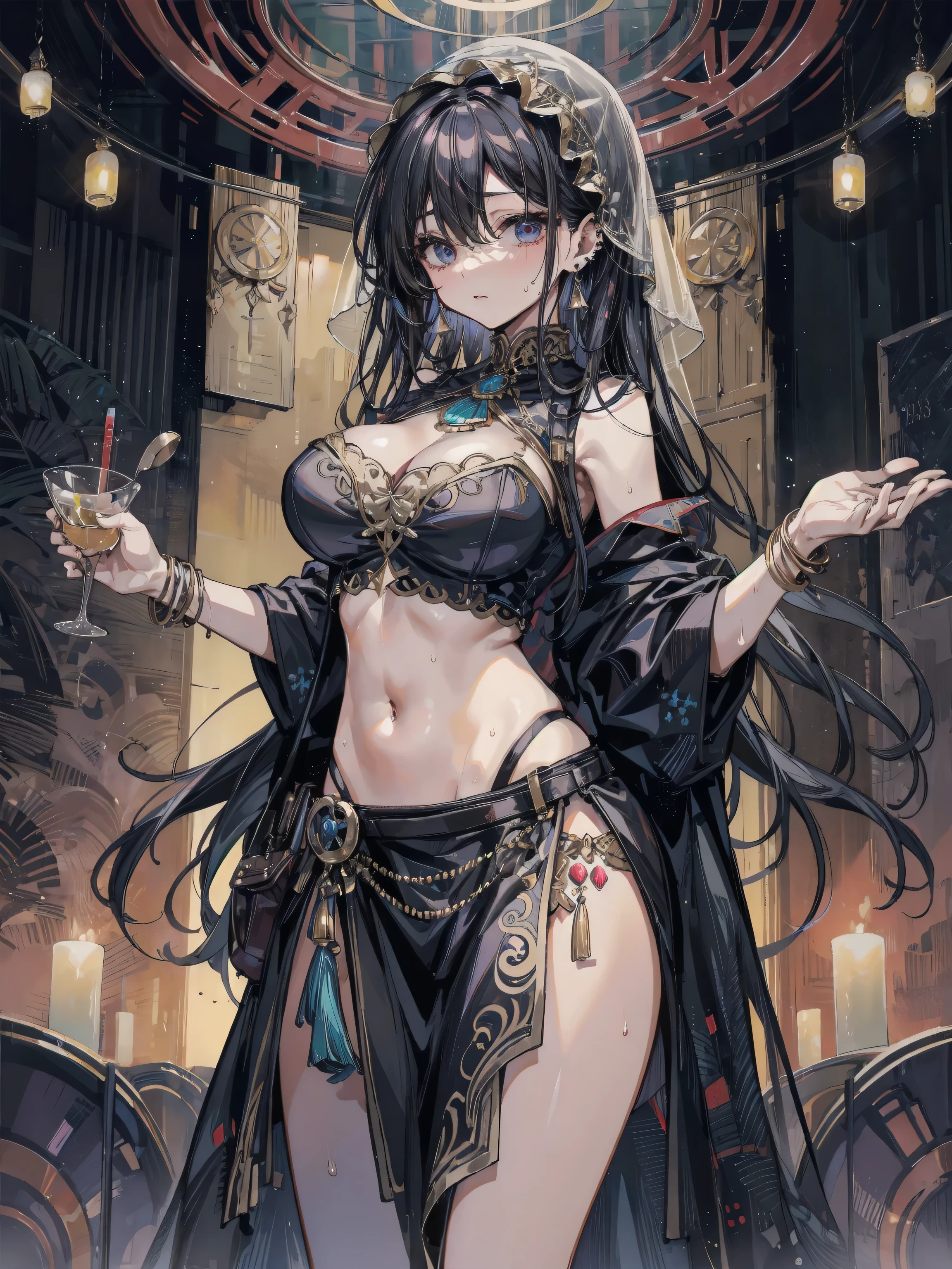 ((highest quality、masterpiece、8k、Realistic、超High resolution:1.3、Very delicate and beautiful、High resolution))、Cinema Lighting、medium range shooting、Portraiture、Perfect female body、Opposition、Looking at the audience、((A bewitching wife from another world、(Short, silky black hair:1.8)、deep red lips、A captivating smile、Abundant chest、Elegant Dress、Noble ornaments、sparkling gemstone necklace、Soft hands、Fluid movement、A look of temptation))、Perfume fragrance、Scarlet Gown、Twilight room、Golden embroidery、Silk sheets、Luxury bed、Delicate lace、Graceful behavior、Mysterious Aura、Noble atmosphere、Nightlife、Ancient magic ring、Gorgeous Earrings、Luxury Mansion、Dimly lit hallway、Hidden Passion、Otherworldly background、Quiet Whisper、Deep Love、Bewitching Charm、A captivating smile。