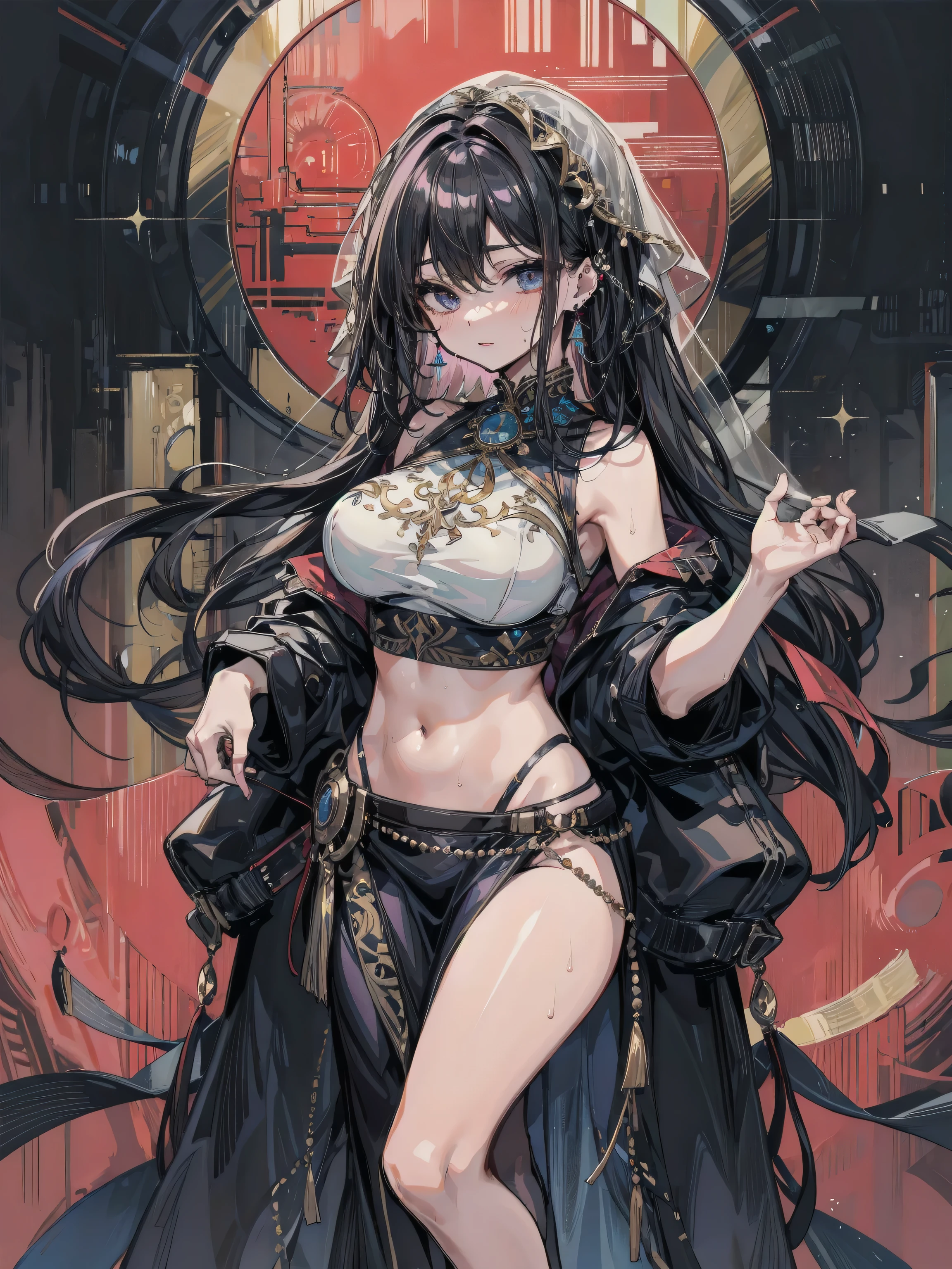 chinese bun black short hair,bun cover,_((dress lift Transparent see-through china dress)), long dress,tight mini skirt, gold decoration dress, sleeveless, ultra detailed dress,cleavage, cleavage cutout, clothing cutout,,((NSFW)) ((hentai))Long black hair ((Toddler girl)) (())((Small breasts))((crop top navel))