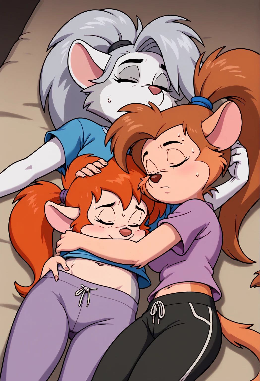 score_9, score_8, score_7, score_6, Gadget, Cartoon, comic, source_furry, comedy, parody, comic panels, 2girls, selfcest, arguing, in a lab, (portal machine, glowing:1.2, one girl ??????? another :1.6, , nipples), working, repairing, romance, shy, kiss, speech bubble, sound effects, by posssummachine, ExpressiveH