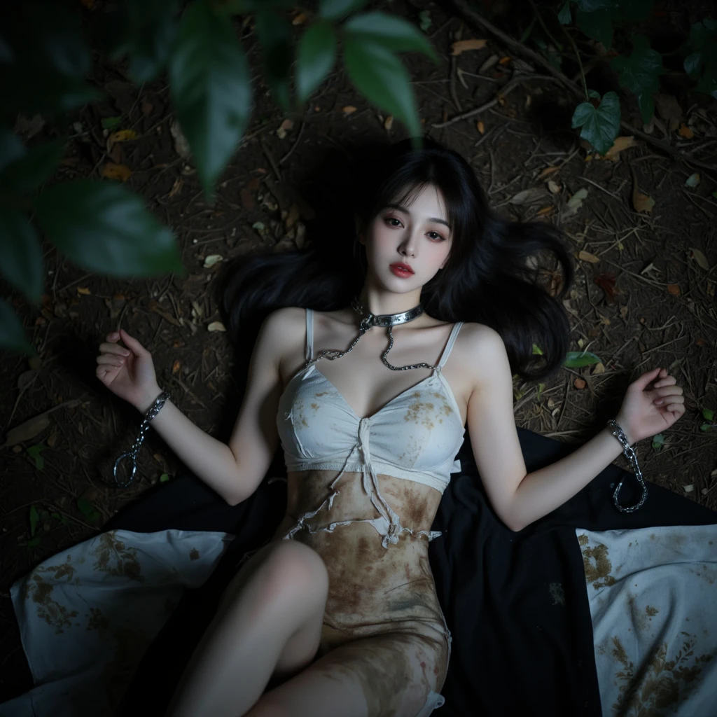 (SFW:1.5),(photo Realistic:1.4), (hyper Realistic:1.4), (Realistic:1.3), raped,best quality,dead female knight corpse,14 years old,slender,in the forest,Detailed skin texture,Sleeveless,feet,Dirty Skin,pussy,