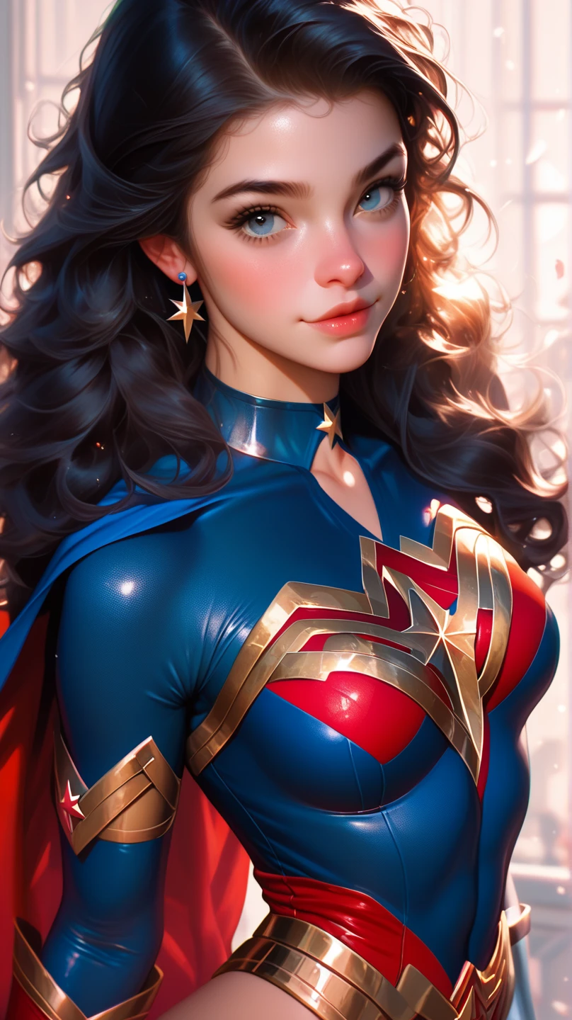 beste-Qualit, jeu cg, 1fille, master piece, beste-Qualit, 8k, detailed skin texture, detailed fabric texture, beautifull detailed face, intricate high detail, Ultra detailded, Wonder woman, combat Uniform ,cheveux roux raides, (Corps Entier: 1.2)