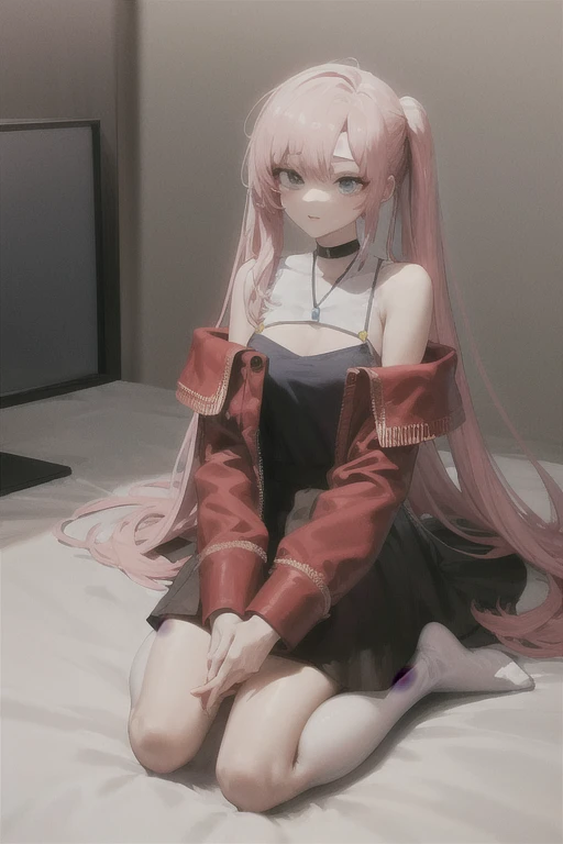 Premium,goddes,Pink hair,On the sofa,Be a little shy,slender leg