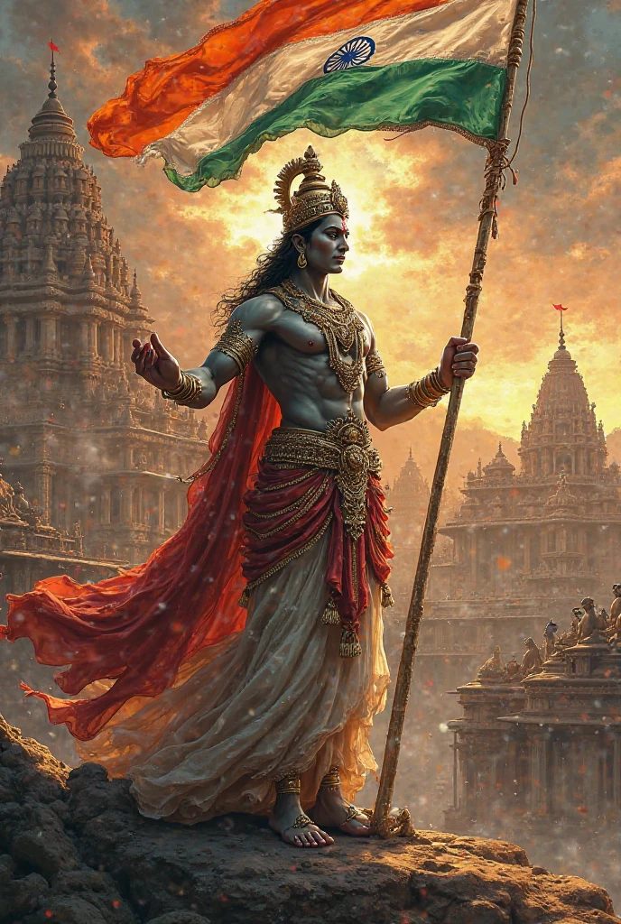 Lord Shiva ji holding Indian flag