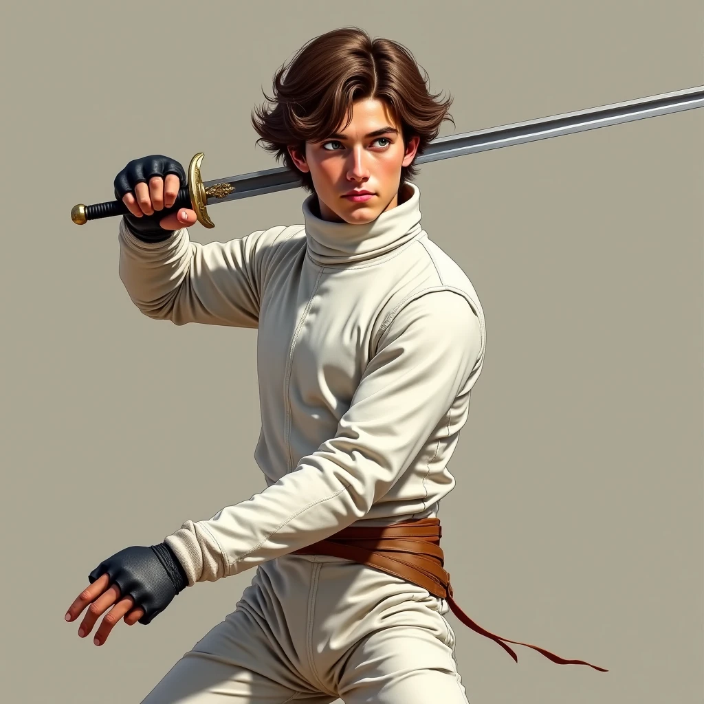 Charismatic mustachioed fencer