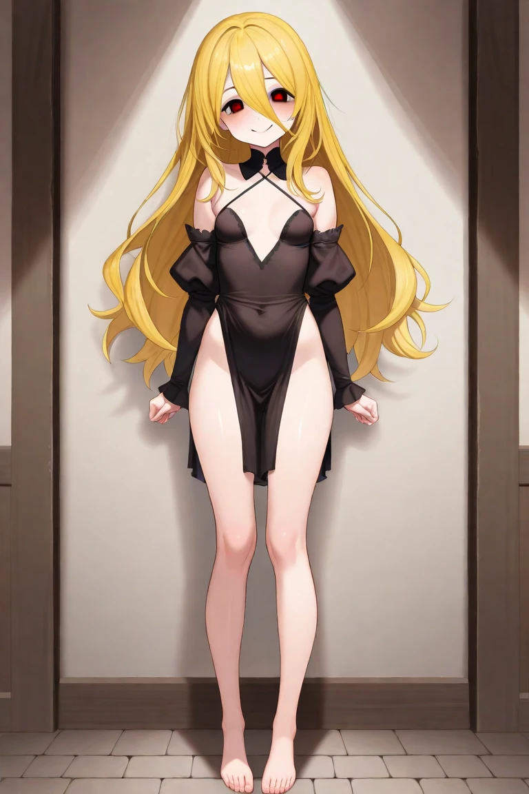 a young woman, 20 years old, blonde, straight hair, blue eyes, hole in her chin, BEAUTIFUL, PERFECT BODY, FULL BODY, IN THE ROOM, AND HAPPY DANCING