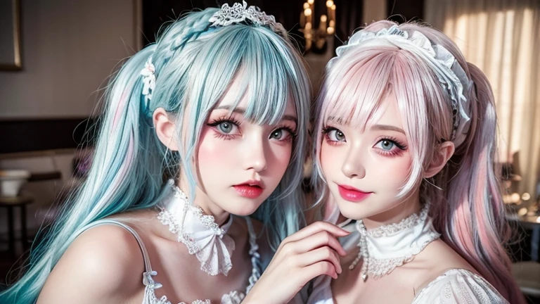 Three Girls, High resolution, blue eyes, accessories, Colorful Hair,Bunny girl
