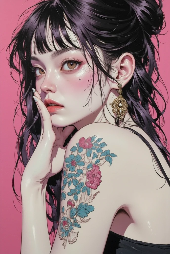 {{{{{16k}}}}}, {{{{{The immorality of watching the process of transforming a pure girl loved by everyone into more and more drug hallucination and Her drug addiction conformity rate reached 100% and her facial rank and tits rose to the SSS rank of top-notch pretty actresses, getting more her tattoos increase and the lines of her breasts become clearer, She is laid on an coffin of flowers bouquets of flowers are stabbed all over her body and as the drugs are injected into her her addiction accelerates her body becomes more curvy her tits more erect as they float above her and she is turned into a cutesy flower arrangements, She resists, knowing that if she sleeps, she will lose her life but she cannot stop her sleep her eyelids grow heavy and the moment she is fully asleep the flower glows absorbs her life blooms more beautifully and transforms her corpse into something lovely and capable of eternal necrophilia, Each time she was necrophiliac her tattoos would increase darkening in the areas where she was caressed and her waist and underbust would become thinner, her breasts become even larger and deeper with cleavage, her skin is changed to be smoother, Her hair is replaced by a bang long black hair, She is fitted with a heart collar that puts people into eternal sleep which transforms her into a cute once-in-a-millennium narcotic hallucinogenic flower arrangement that becomes her too-cute corpse}}}}},{{Extremely detailed}},{{{{{integrated her head pure small, Enchanting Too thick and erotic lips, Her thickened lips shimmer with luster}}}}},{{{{{Her white tits are so fluffy, and are depicted in great detail, Her tattoos spread all over her body with hallucinations, She is tattooed with lewd flowers on her neck, arms, lower abdomen, thighs, buttocks, and back and her glossy very Straight hair}}}}}