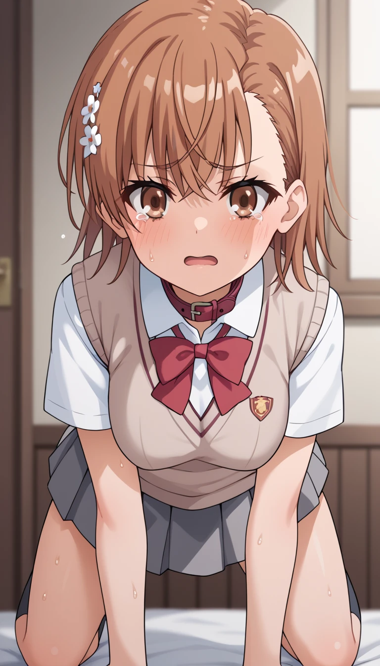 ((masterpiece, best quality)), high resolution,ultra detailed,8k,16k,detailed background, perfect lighting,detailed beautiful eyes,1girl,nsfw,perfect beautiful pussy,clitoris,embarrassed,blush,look at viewer,steam,sweat,aroused,1boy,1penis,hetero,(vaginal,sex:1.4),penis in vagina,(pov:1.4),from below,close up pussy,aroused,tear,show off pussy,open mouth,in heat,naughty smile,squatting,girl on boy,cry,clench teeth,tear,cum in vagina,show off breast,(slender,kawaii,tiny),(shirai_kuroko,brown eyes,kawaii,brown hair,long twintail,flat chest,highlight in eyes),future city,white shirt