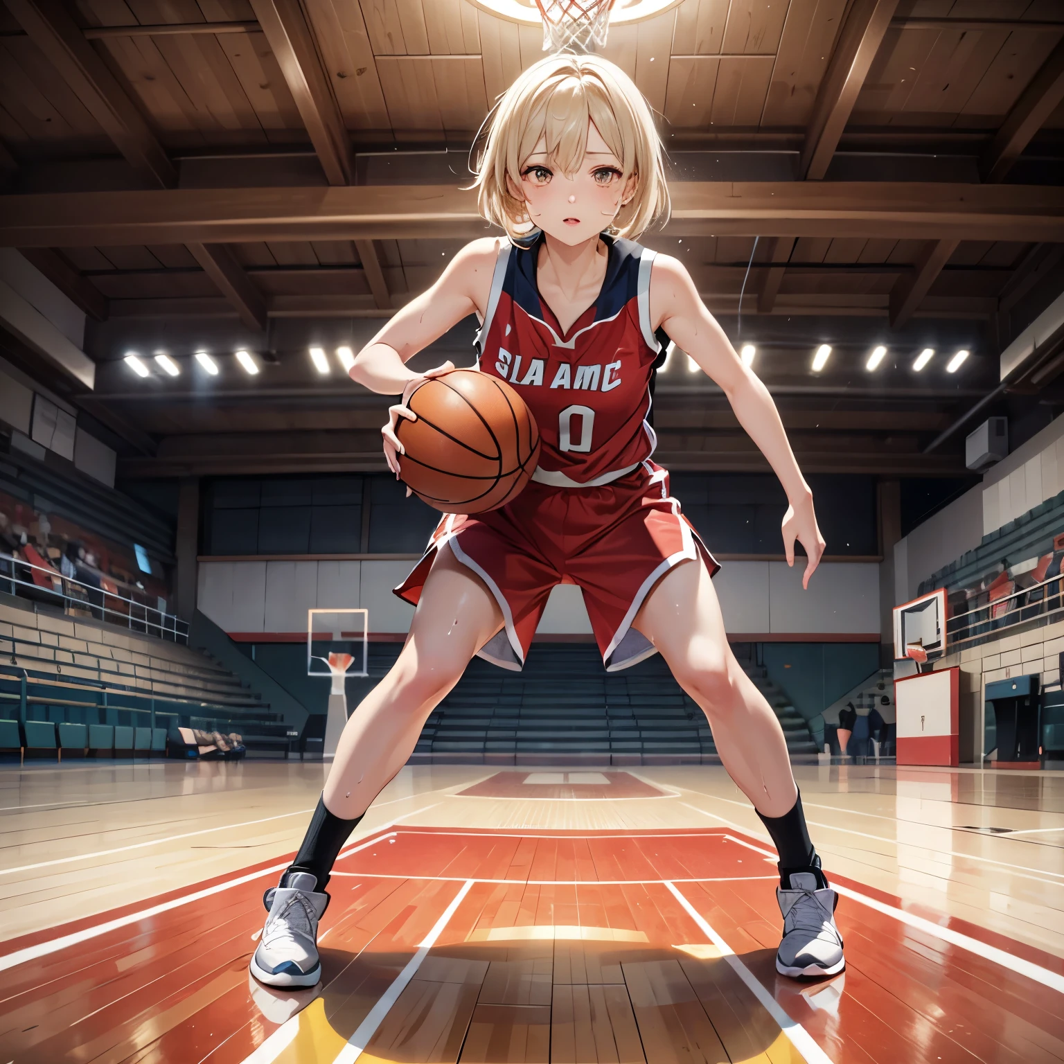 Cute white-haired loli plays basketball more than heart