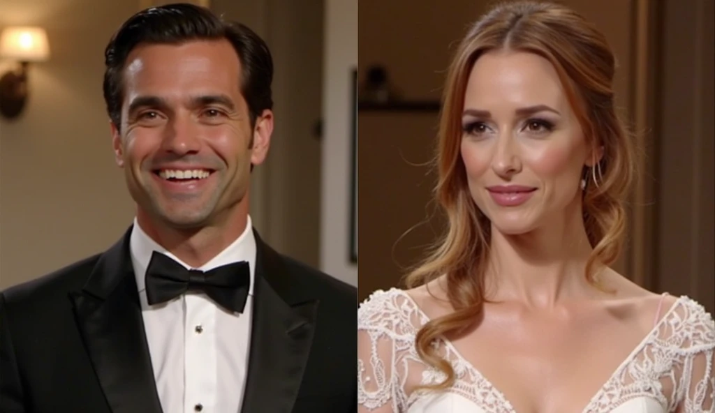 A humorous image of Jennifer Lopez and Ben Affleck announcing their divorce with exaggerated expressions—Jennifer Lopez looking glamorous and Ben Affleck looking relieved. Add a split-down-the-middle photo of them holding up peace signs, with a ‘We Tried’ banner overhead and their wedding cake comically cut in half.