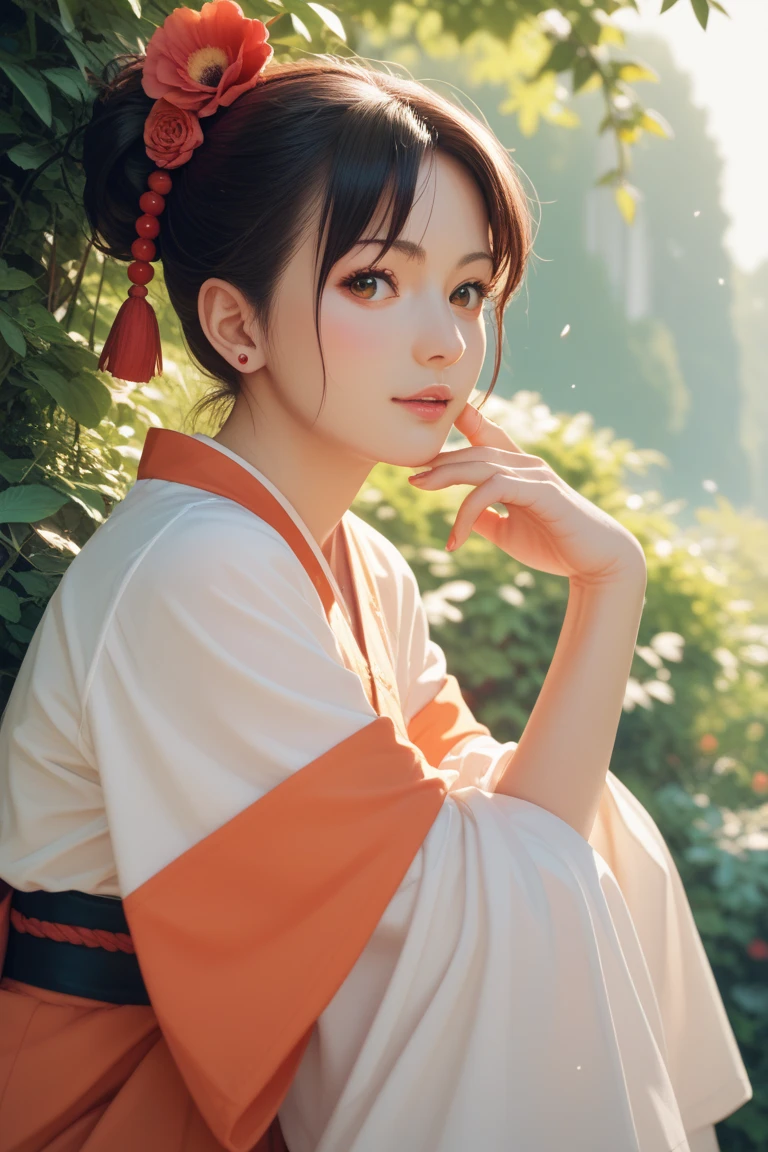 (((White world、white background)))、anatomy、A body without unreasonableness、RAW、real stick、realistic、extremely cute woman、Perfect good looks、natural look、no makeup、plump lipeautiful black hair、Yamato Nadeshiko、Beautiful light purple kimono、Nishijin-ori kimono、Very delicate kimono pattern、Beautiful angles、graceful pose、white background、background white、focus on face、Upper body angle、highest quality、high resolution、master piece:1.ortrait、8k、50mmlens、perfect lighting、professional photographer