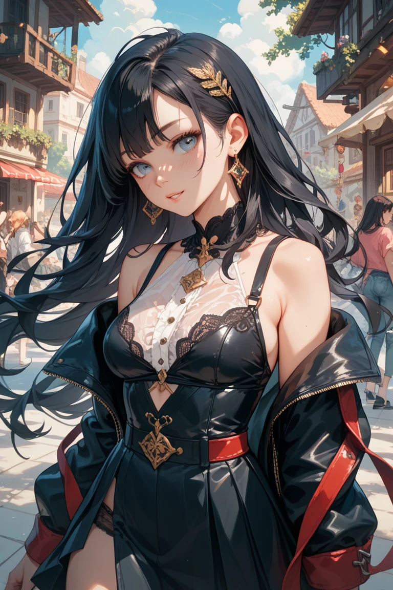 最high quality、Best image quality、masterpiece、With a girl((cute、16 years old、Best Bust、Medium Bust、Beautiful Blue Eyes、Spread your chest wide,Black Hair、Disheveled Hair、thin、Highest Valley、Black Kunoichi Costume)）high quality、Beautiful art、background((night、heavy rain、City、Dark Clouds)),Tabletop、Exquisite design、Visual Arts、Written boundary depth、Best lighting、Highest detail、8ｋ