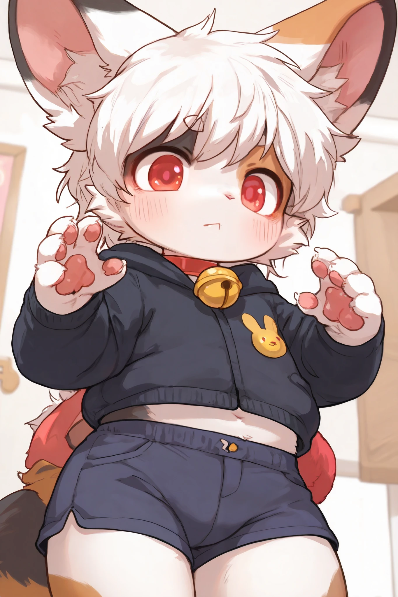 A man slightly chubby, shaped like a White tiger with horny face heart-shaped eyes he Wear traditional Japanese underwear with a loose jacket and he is being raped, touching own self ,junior high school student Wear a necklace with a bell begged Beg someone else to have sex with you body trembled with pleasure, on face