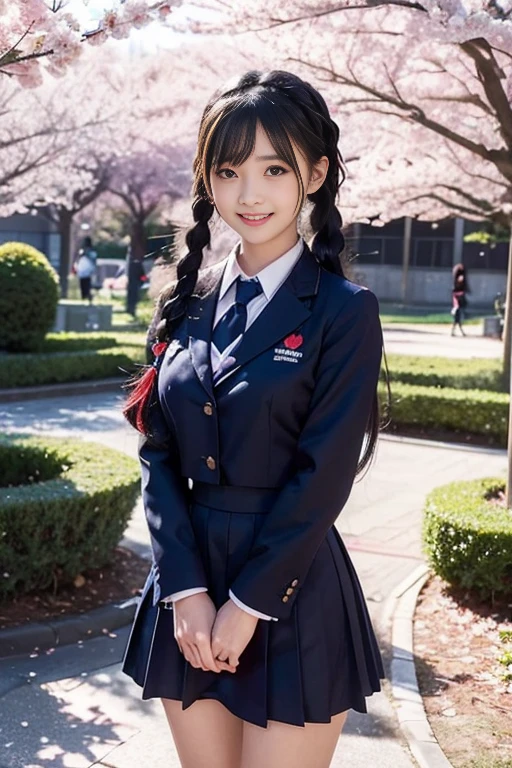 ultra-detailed,highly detailed,best quality,masterpiece,illustration,
fumizuki academy school uniform, solo, cosplay, 1girl,
crossdressing, sitting,looking at viewer, light smile,
necktie, jacket, blazer,long sleeves, skirt,pleated skirt,thighhighs,
black hair,high ponytail, diagonal bangs,
outdoors, flower field, cherry blossoms, petals, falling petals, wind,
photo inset, photo background, male focus,
<lora:fumizuki academy school uniform_v1_06:0.5>