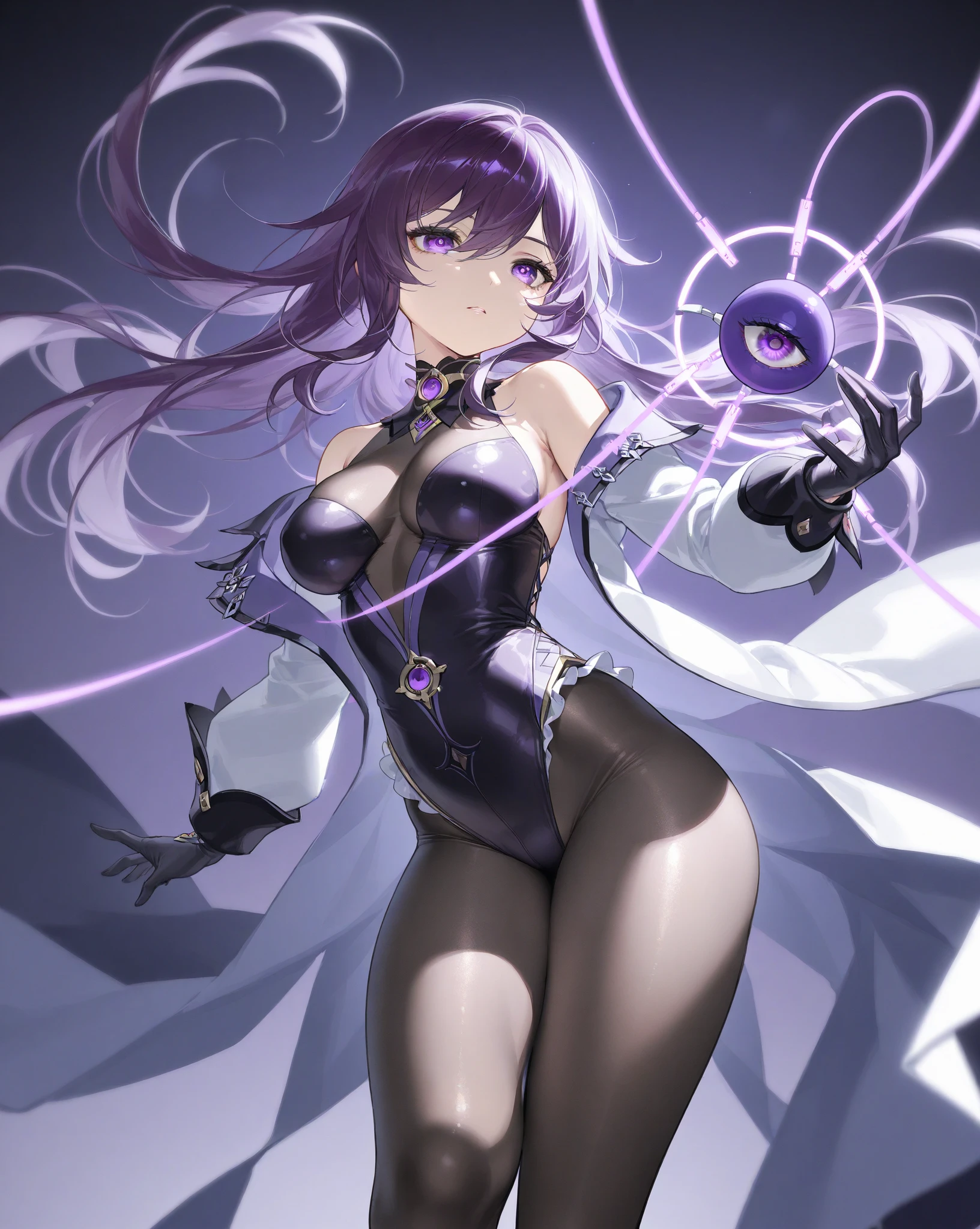 (initial sketch: magic energy around, (building the correct anatomy), 1 girl, pink eyes, (blue hair), medium hair, (1 braid), staff in her hand, casts a spell, staff glows, big chest, (neon purple mana flows around the staff), night, (unrestricted:1.6), ((Masterpiece)), (best quality), (beautiful background), (detailed illustration), HDR, (cinematic light) , ((color)), ((rtx)), high quality color, correct anatomy, (the most perfect composition ever made), (absolute final detail), thick legs, thick thigh, (extra detail removal), ( removal of extra detail artifacts)