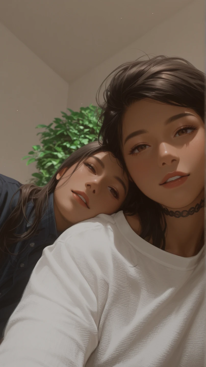 deux femmes ensemble de 18 ans sexy et mince , black short sleeve hoodie , sur un lit, se touche,position sey,sensuel,doggystyle,