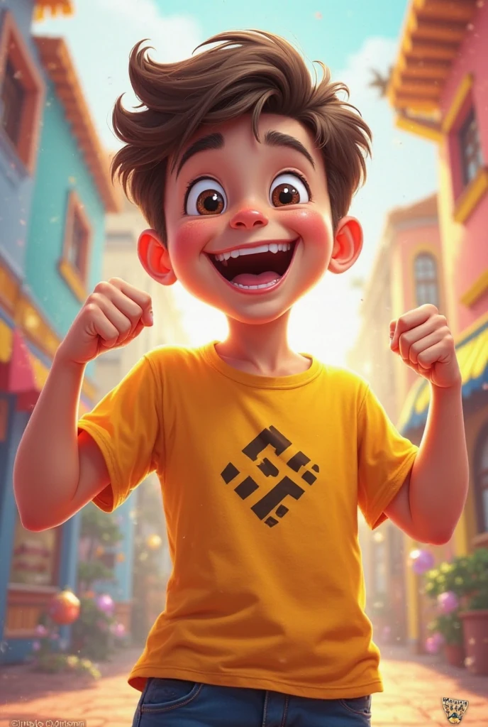 A boy with binance T shirt photo cartoon
