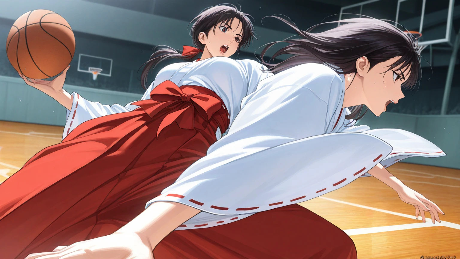 Highest quality, masterpiece, High resolution, ((Perfect hands, Perfect Legs, Perfect Anatomy)), ((一人in)), {Hiei Kai-2_Fleet Collection:1.15}, brown_hair, short_hair, hairband, headgear, Non-traditional_Shrine maiden, smile, green_eye, Inverted up_hair, Open_mouth, (One girl), independent_sleeve, Japanese_Clothes, Looking_in_Audience, ribbon-trimmed_sleeve, ribbon_trim, whole body, , (indoor, office, living room),