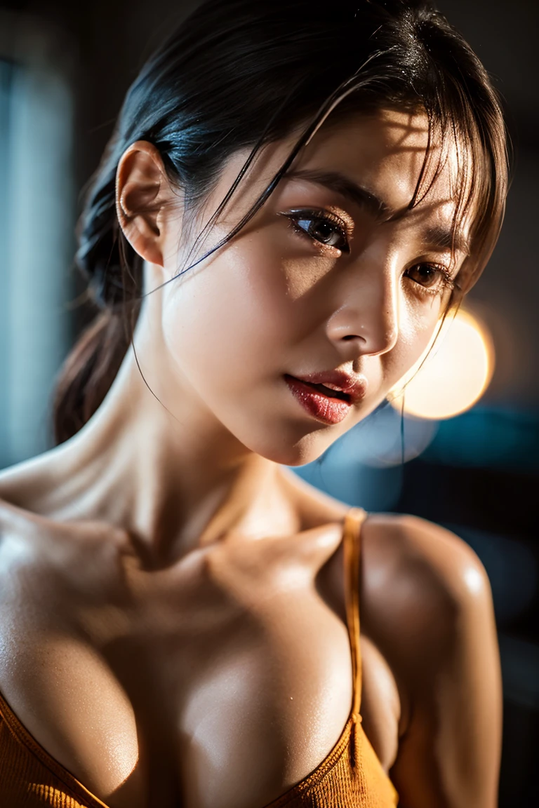 a muscular fit woman with sweat dripping down her body, performing intense weight training, nude, making an ahegao facial expression, masturbating, detailed anatomy, (best quality,4k,8k,highres,masterpiece:1.2),ultra-detailed,(realistic,photorealistic,photo-realistic:1.37),HDR,UHD,studio lighting,ultra-fine painting,sharp focus,physically-based rendering,extreme detail description,professional,vivid colors,bokeh,hyperrealistic,chiaroscuro lighting