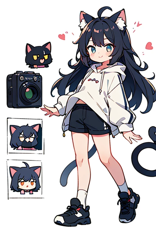 18-year-old Shota,cute,Wear a white long-sleeved shirt and a black work tie,Wear black pants,Wear black booties,Wear white gloves,wear cat ear,Black hair,Black eyes,Very thin legs,The waist is very thin,blush,sweat,Fear,Unwilling,comfortable,porn,close-up photo,Take a photo of yourself with a camera,First person