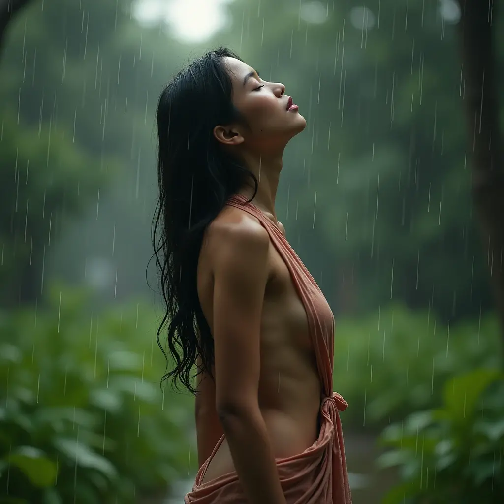 20 years old girl, barefoot, dramatic lighting, highest quality, movie stills, (exquisite face, short hair, big breasts, very beautiful, healthy female body, (torn fabric), perfect face, looking at viewer, (skin detail), [muscle], ((dirty)), (mud), (storm clouds: 0.7), (sunny: 0.6), dark, natural light, (direct light: 0.4), 8mm film grain, Sony a9 II, 24mm Lens , F/2.8 aperture, deep focus, (original), 8k