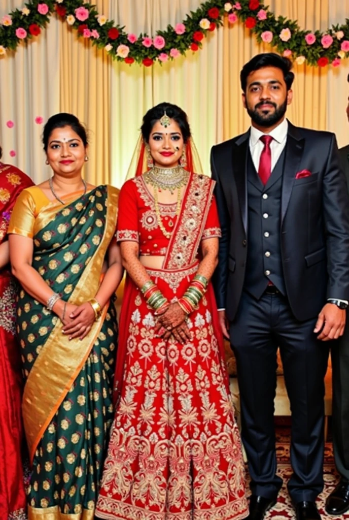 Need a Family picture wife name anusha husband name Vinay and two infants.. Born to them and they are Posing for a photo