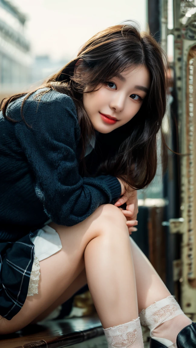 18-year-old high school girl in silver miniskirt