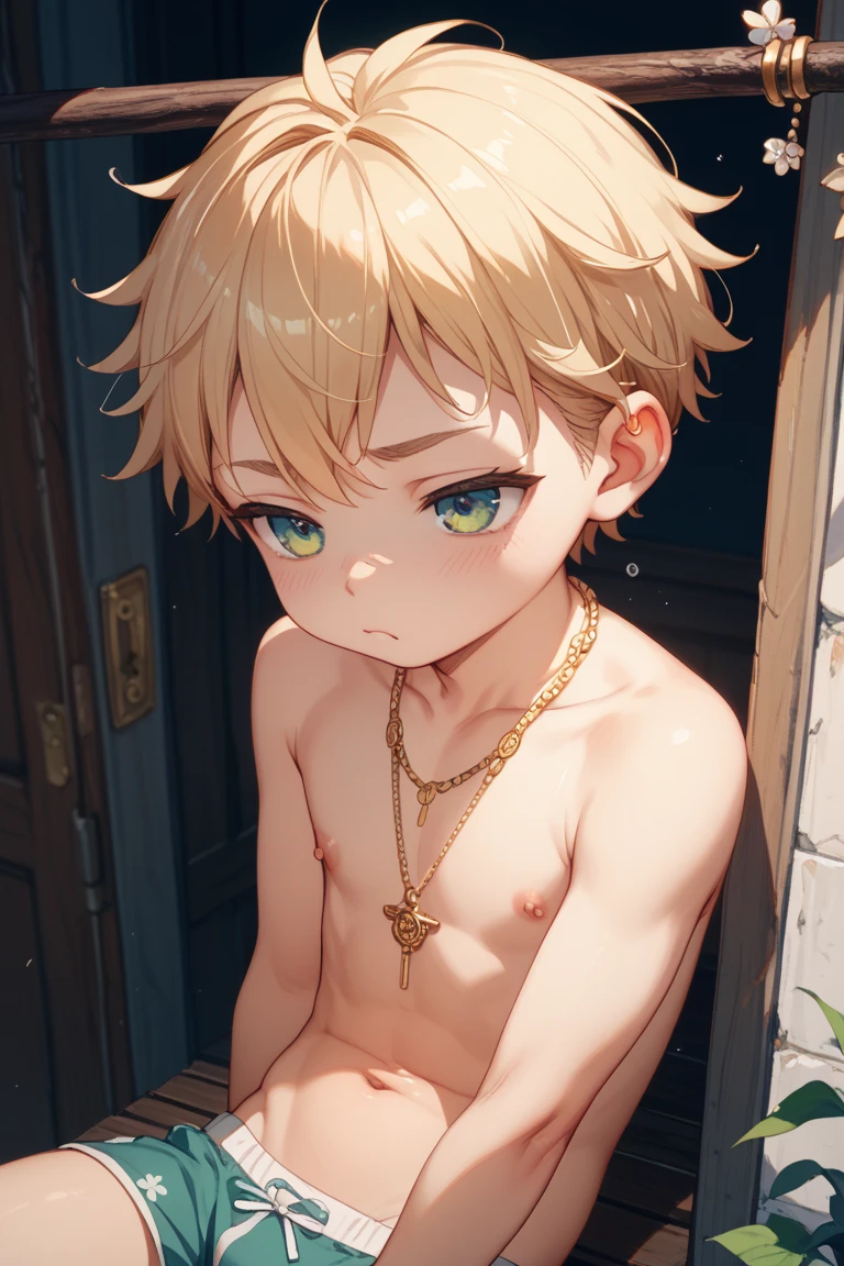 (1child:1.3,1boy:1.5),,teenager,fbido boy,Female gnomy,little boy,(((little boyid only,,1boy,er:1)))),(blondair:),short detailed hair,(((blue_eyes:1.3))),intricate eyes,beautiful detailed eyes,symmetrical eyes,big eyes:1.5,child's chest,((kid body,a little chubby,good anatccurate body protions,detailed shota body for young boy,)),flat chest,((fat)),(((lustrous:1.5,bright skin: 1.5,skin tanned,shiny skin,very y skin,shiny body,plastic glitter skin,exaggerated shiny skin,illuminated skin,wet legs))),(detailed body),

(nsfw),

(tiny bulge on pants),Sweatshirt,sweater,(navel),(snowflake necklace), winter clothes,(((slave collar,Long chain leash connected to her collar,shackles))),(((torn clothes:1.1,orange theme clothes:1.2,intricate outfit,intricate clothes,embroidered outfit,ornate outfit,embroidered clothes,ornate clothes))),

(dynamic pose:1.0),serious and thoughtful,man embarrassed,(centered,scale to fit dimensions,Rule of thirds),

inside,indoor,((subsurface,labyrinth,dungeon,dark dungeons,stone walls, deep empty caves,ancient glowing crystals,elaborate underground structure,columnar crystal formations,subterranean fantasy,illuminated pathways leading deeper,hidden door veiled in shadows)),scenery:1.25,((intricate scenery)),

(Glossy glowing ornaments),highres,sharp focus,(ultra detailed,extremely detailed),(photorealistic artwork:1.37),(extremely detailed CG unity 8k wallpaper),(((vibrant colors,vibrant theme))),(intricate),(masterpiece),(best quality),artistic photography,(photography taken by sldr),(intricate background),perfect rendered face,perfect face details,realistic face,photo realistic,((intricate detail)),(((realism))),
